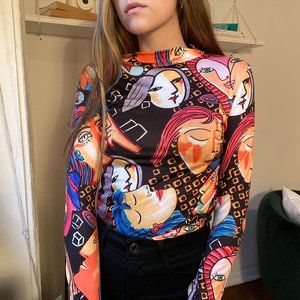 Picasso Faces Mock Neck Shirt